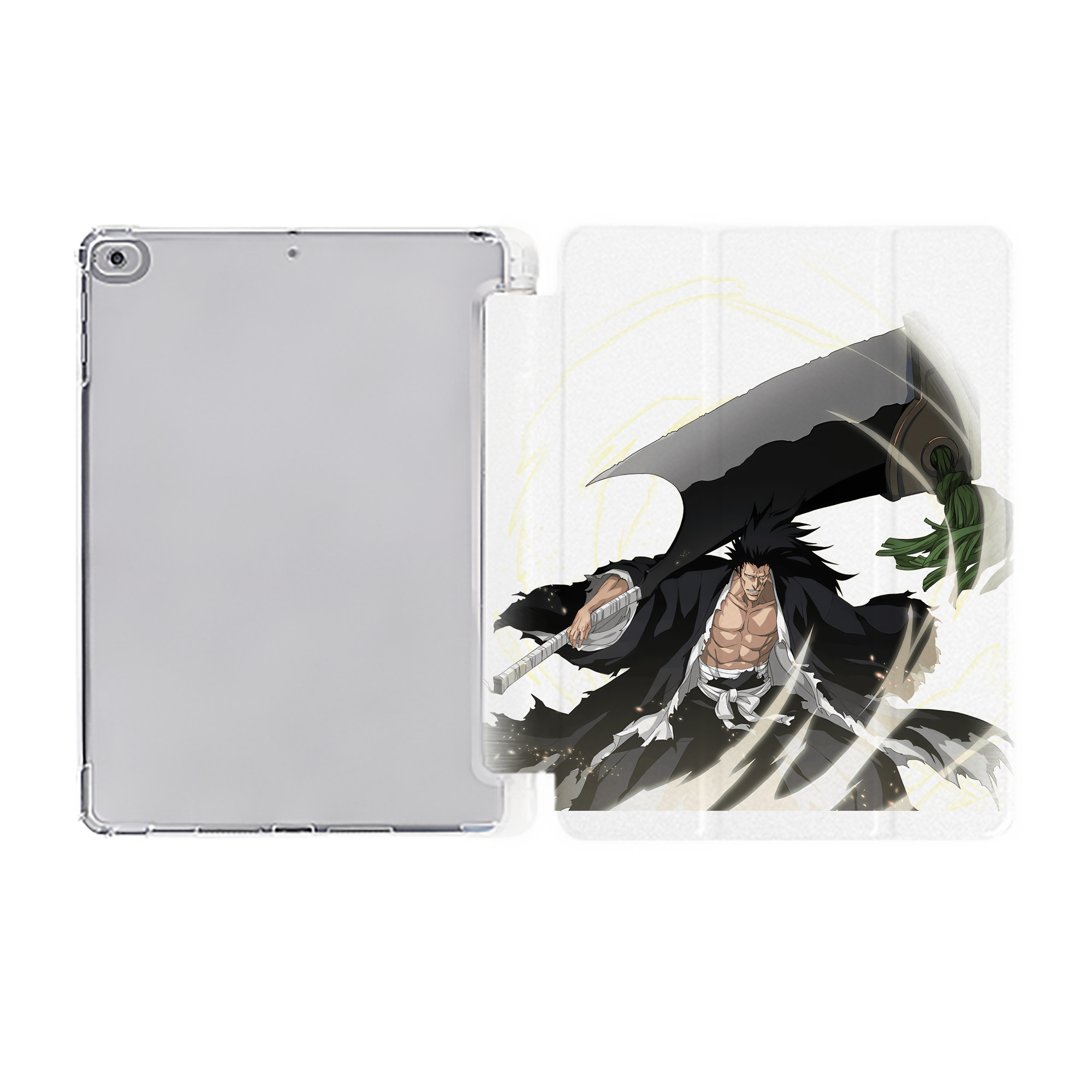 （画像用） ブリーチ ざらき けんぱち BLEACH Zaraki Kenpachi IPad ケース ペン収納付き 三つ折りスタンド PUレザー×シリコン 対応機種9.5/10.5/10.9インチ